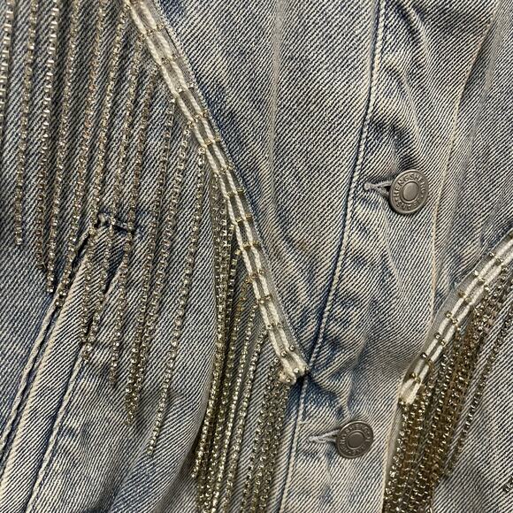 Blue B Collection Rhinestone Fringe Denim Jacket Womens Large AS IS - Picture 4 of 8